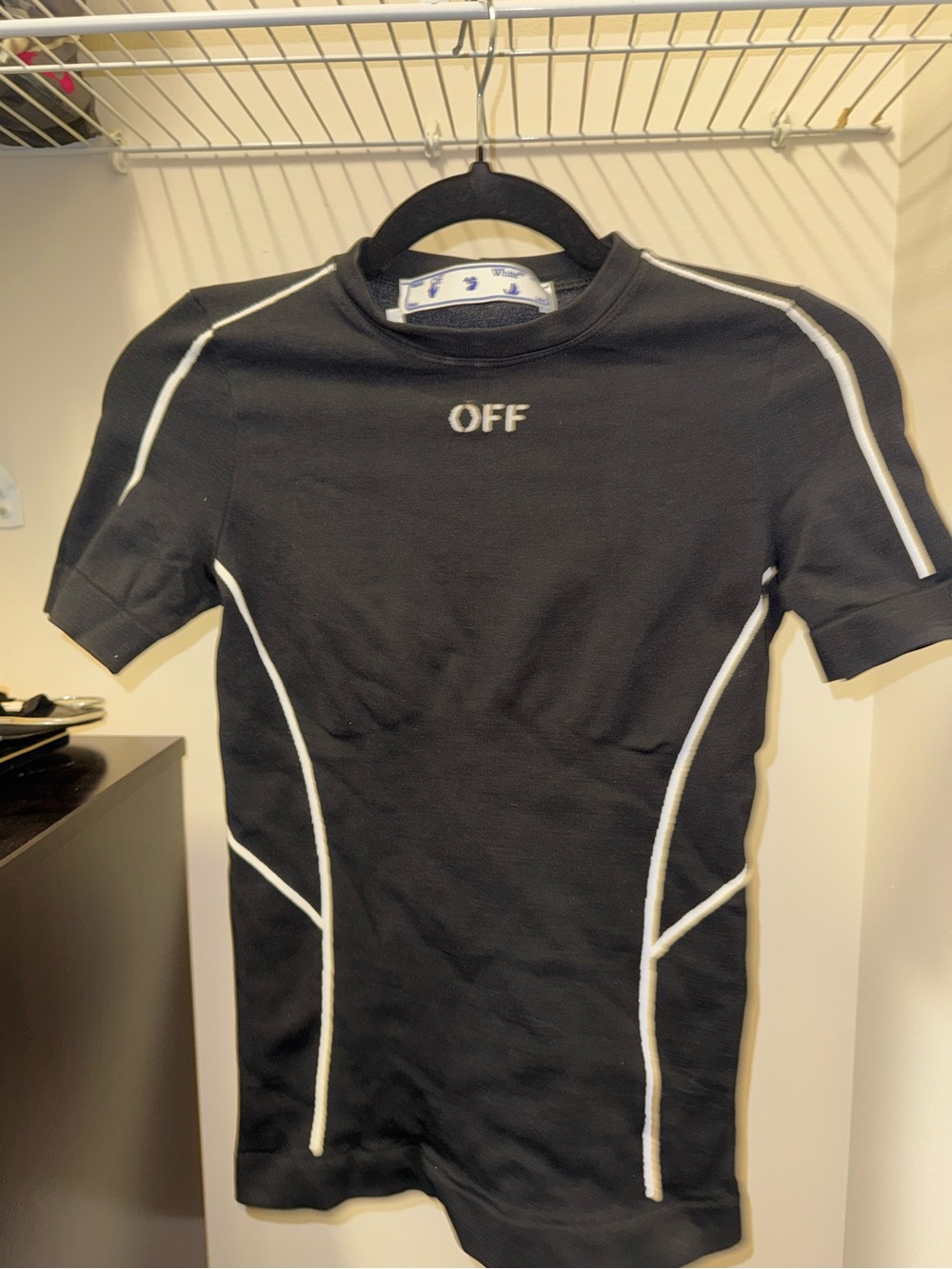 Off-White Black Short-Sleeve Tee with White Piping